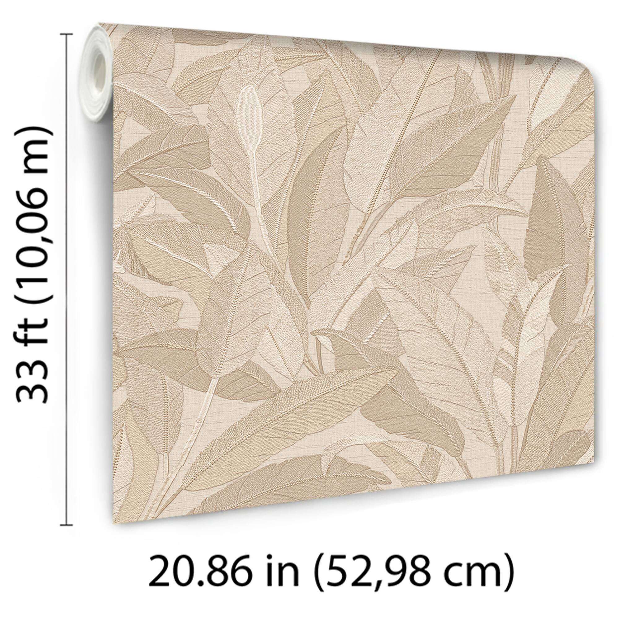 Designs Direct Embroidered Tropical Foliage Wallpaper